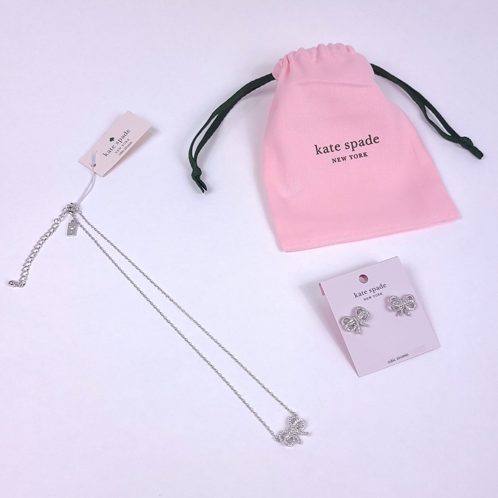 Kate Spade Bow Meets Girl Pave Studs & Necklace